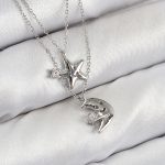 Pirinç Zirkon Taşlı Yıldız Ve Ay Model Gümüş Renk Kadın Kolye