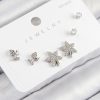 Pirinç Zirkon Taşlı Yıldız Ve Gül Model Gümüş Renk 925 Ayar Gümüş Çivi Kadın Küpe Set