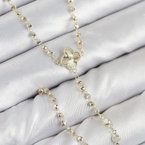 Pirinç Zirkon Taşlı Yonca Model Gold Renk Kadın Y Kolye