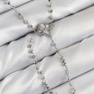 Pirinç Zirkon Taşlı Yonca Model Gümüş Renk Kadın Y Kolye