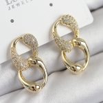 Pirinç Zirkon Taşlı Zincir Model Gold Renk Kadın Küpe