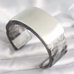 Siyah Mermer Desen Akrilik Plastik Dikdörtgen Plaka Model Vintage Kadın Bilezik