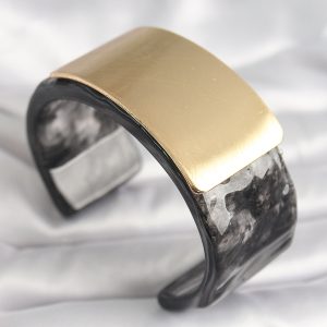 Siyah Mermer Desen Akrilik Plastik Gol Dikdörtgen Plaka Model Vingtage Kadın Bilezik