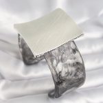 Siyah Mermer Desen Akrilik Plastik Gümüş Kare Plaka Model Vintage Kadın Bilezik