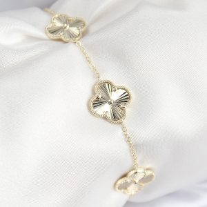 VIP Pirinç Yonca Model Gold Renk Kadın Bileklik