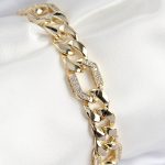 VIP Pirinç Zirkon Taşlı Parçalı Zincir Model Gold Renk Kadın Bileklik