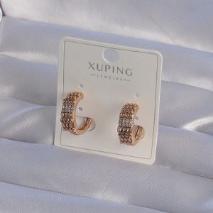 XUPİNG Rose Renk Zirkon Taşlı İşlemeli Halka Küpe