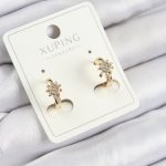 Xuping Zirkon Taşlı Çiçek Model Gold Renk Kadın Küpe