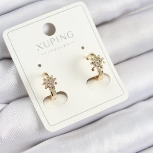 Xuping Zirkon Taşlı Çiçek Model Gold Renk Kadın Küpe