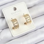 Xuping Zirkon Taşlı Çit Halka Model Gold Renk Kadın Küpe
