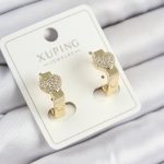 Xuping Zirkon Taşlı Kalp Model Gold Renk Kadın Küpe