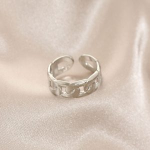 Yeni Sezon Gümüş Renk Zincir Yüzük