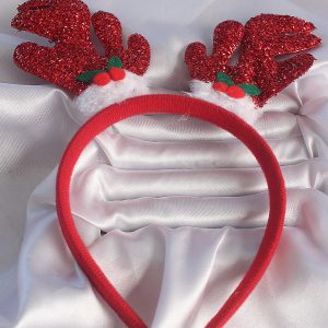 Yılbaşı Temalı Simli Geyik Boynuzu Figürlü Taç