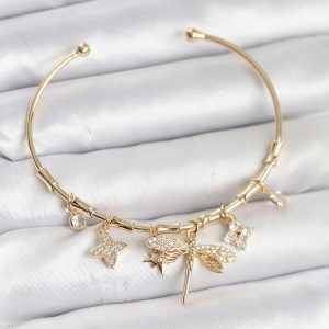 Yusufçuk Charmlı Gold Renk Pirinç Kadın Bileklik