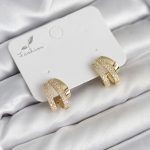 Zirkon Taşlı Gold Renk Kadın Küpe