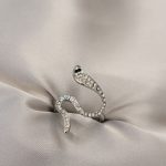 Zirkon Taşlı Gümüş Renk Yılan Yüzük