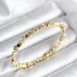 Zirkon Taşlı Küp Şerit Model Pirinç Gold Renk Kadın Bileklik