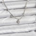 Zirkon Taşlı Kutup Yıldızı Model Pirinç Gümüş Renk Kadın Kolye