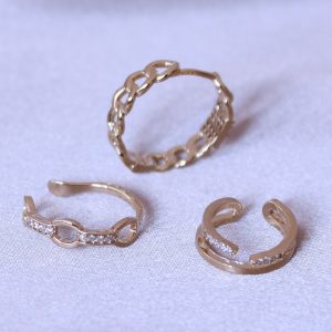 Zirkon Taşlı Zincir Model Küpe Seti