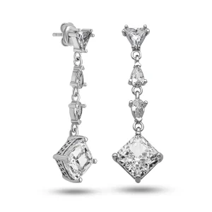 Gümüş Ice Cut Zirkon Taşlı Işıltılı Kadın Küpe