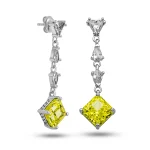 Gümüş Ice Cut Sitrin Zirkon Taşlı Işıltılı Kadın Küpe