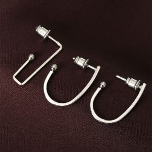 küpeGeometrik Model Gümüş Renk Metal Çoklu Küpe