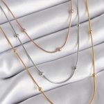 316L Çelik Mix Renk 3'lü Topçuk Detay Kadın Kolye