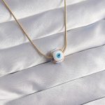 316L Çelik Gold Renk Mineli Nazar Model Kolye