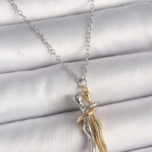 316L Çelik Gümüş Renk Zincir Sarılma Model Kadın Kolye