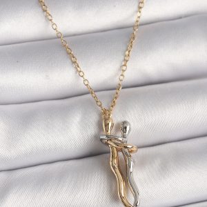 316L Çelik Gold Renk Zincir Renkli Sarılma Model Kadın Kolye