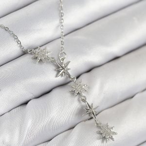 316L Çelik Yıldız Model Gümüş Renk Kadın Kolye