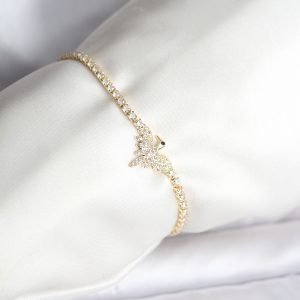 Anka Kuşu Model Zirkon Taşlı Gold Renk Pirinç Su Yolu Kadın Bileklik