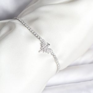 Anka Kuşu Model Zirkon Taşlı Gümüş Renk Pirinç Su Yolu Kadın Bileklik