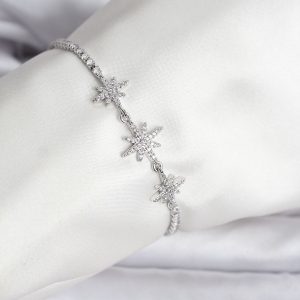 Kutup Yıldızı Model Zirkon Taşlı Gümüş Renk Su Yolu Kadın Bileklik