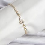 Çiçekli Model Zirkon Taşlı Gold Renk Su Yolu Kadın Bileklik