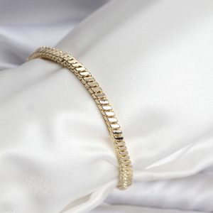 14K Gold Renk Kaplama Kare Zincir Model CM Kadın Bileklik