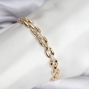 14K Gold Renk Kaplama Zirkon Taşlı Model CM Kadın Bileklik