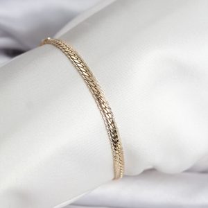 14K Gold Renk Kaplama Lazer Ezme Zincir Model CM Kadın Bileklik