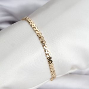 14K Gold Renk Kaplama Ezme Yılan Zincir Model CM Kadın Bileklik