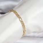 14K Gold Renk Kaplama Lazerli Zincir Model CM Kadın Bileklik