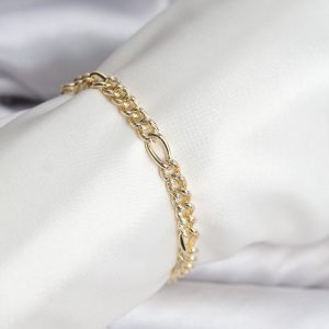 14K Gold Renk Kaplama Lazerli Zincir Model CM Kadın Bileklik