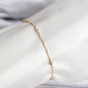 14K Gold Renk Kaplama Topçuklu Model CM Kadın Bileklik