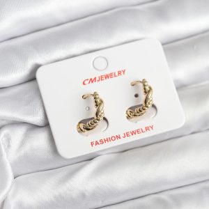 14K Gold Renk Kaplama Burgu Model CM Kadın Küpe