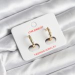 14K Gold Renk Kaplama Zirkon Taşlı Halka Model CM Kadın Küpe