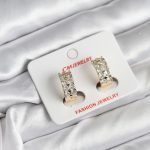 14K Gold Renk Kaplama Zirkon Taşlı CM Kadın Küpe