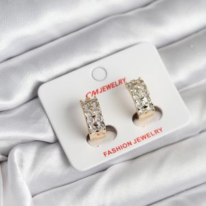 14K Gold Renk Kaplama Zirkon Taşlı CM Kadın Küpe