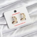 14K Gold Renk Kaplama Lazer Halka CM Kadın Küpe