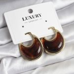 Pirinç Gold Kahverengi Renk Vintage Kadın Küpe