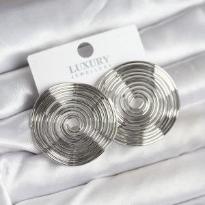 Pirinç Gümüş Renk Circle Model Kadın Küpe