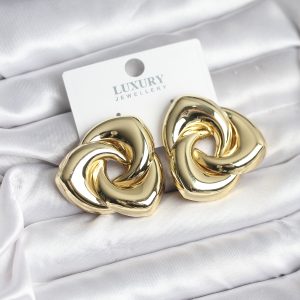 Pirinç Gold Renk Geometrik Vintage Kadın Küpe